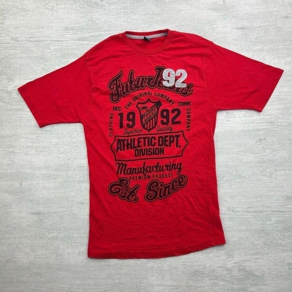 Vintage Y2K Fubu Jeans Shirt Adult Small Red Athletic Department Cyber Grunge